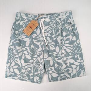 Faherty Men's Small Cabana Towel Terry Shorts - Poolside Foliage Teal